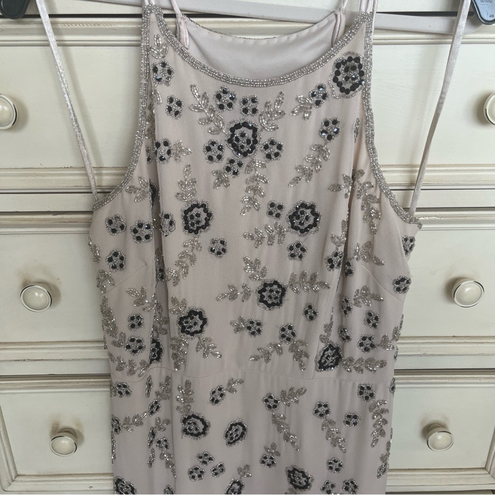 Gianni Bini Beige and Black Embellished Dress